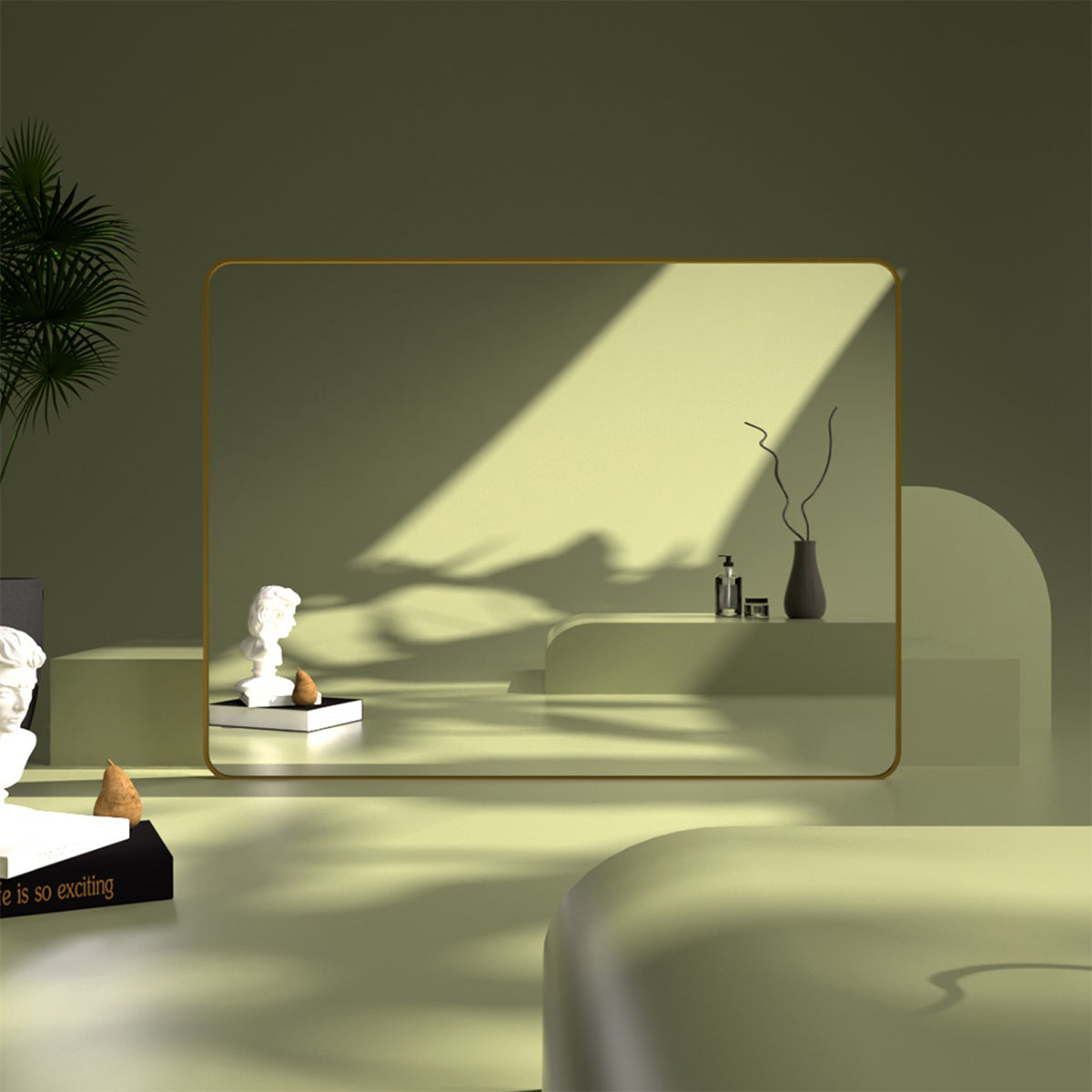 TaiMei 48 in. W x 36 in. H Vertical / Horizontal Rectangular Aluminum Framed Wall Mirror SM4836-BG-13