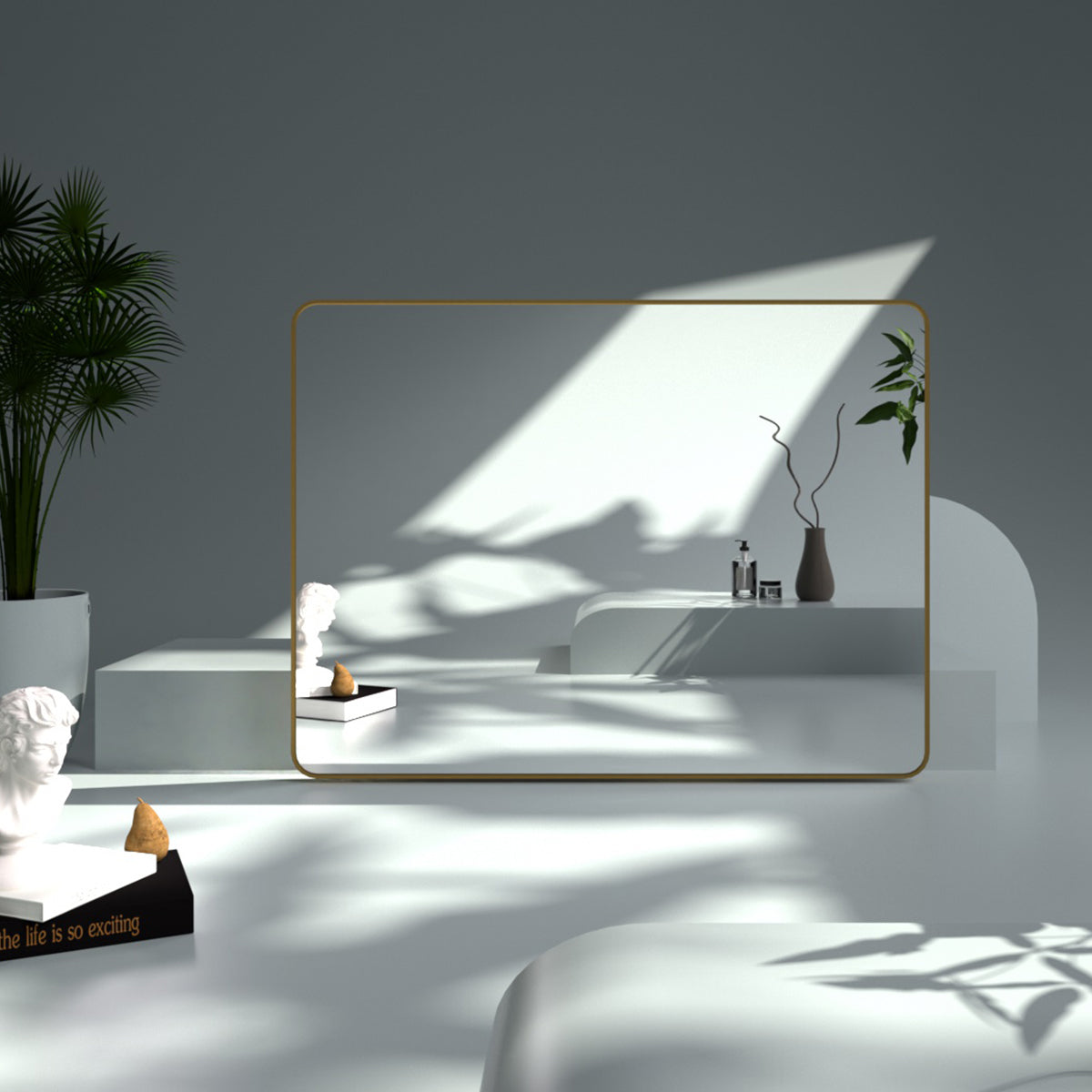 FMNP TaiMei 48 in. W x 36 in. H Rectangular Framed Wall Bathroom Vanity Mirror SM4836-BG-13_53895e41-d408-453c-8855-1df9cdac286b