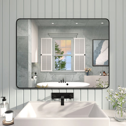 FMNP TaiMei 48 in. W x 36 in. H Rectangular Framed Wall Bathroom Vanity Mirror Matte Black SM4836-BL-01_dbbb5e1d-4692-48b0-bd3a-65eb6674aaaa