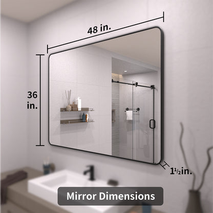 TaiMei 48 in. W x 36 in. H Vertical / Horizontal Rectangular Aluminum Framed Wall Mirror SM4836-BL-04