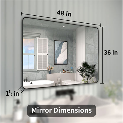 FMNP TaiMei 48 in. W x 36 in. H Rectangular Framed Wall Bathroom Vanity Mirror SM4836-BL-04_a6b755ac-6fc6-43f8-ad1c-26122a6b5f81