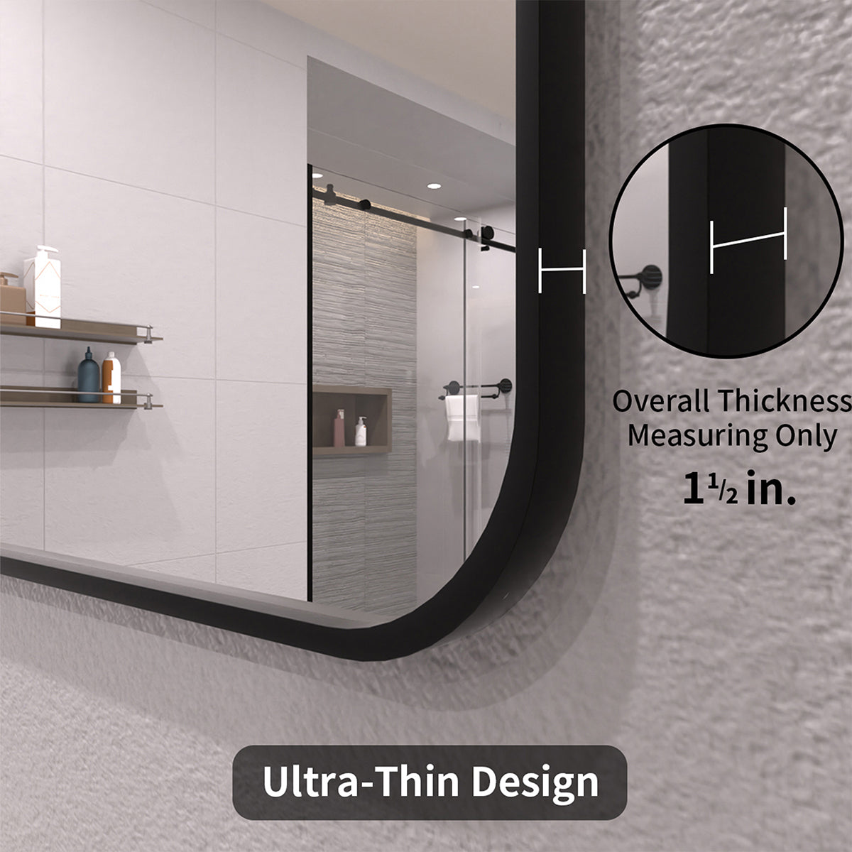 TaiMei 48 in. W x 36 in. H Vertical / Horizontal Rectangular Aluminum Framed Wall Mirror SM4836-BL-06