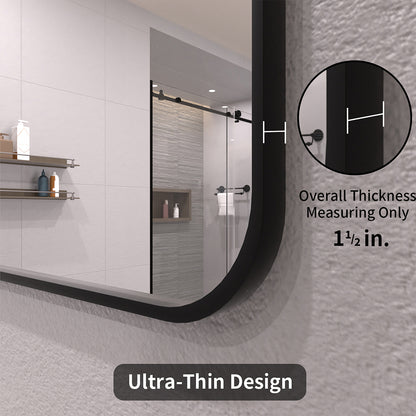 TaiMei 48 in. W x 36 in. H Vertical / Horizontal Rectangular Aluminum Framed Wall Mirror SM4836-BL-06