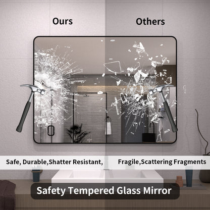 TaiMei 48 in. W x 36 in. H Vertical / Horizontal Rectangular Aluminum Framed Wall Mirror SM4836-BL-08