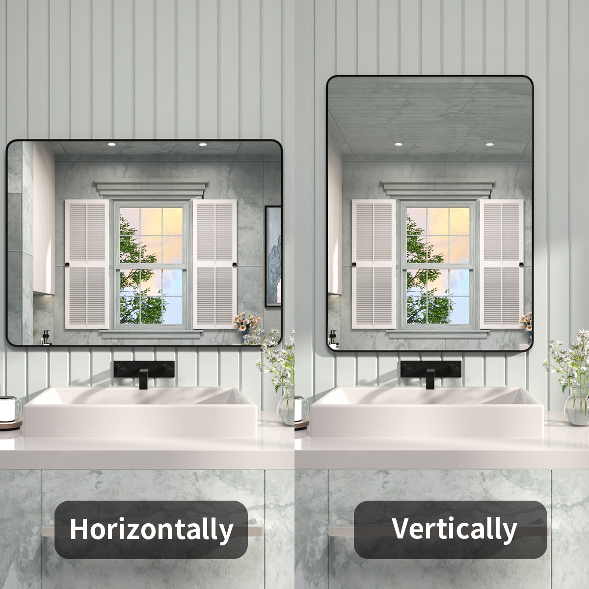 FMNP TaiMei 48 in. W x 36 in. H Rectangular Framed Wall Bathroom Vanity Mirror SM4836-BL-09_05293089-4129-4de3-957c-843fdd84f990
