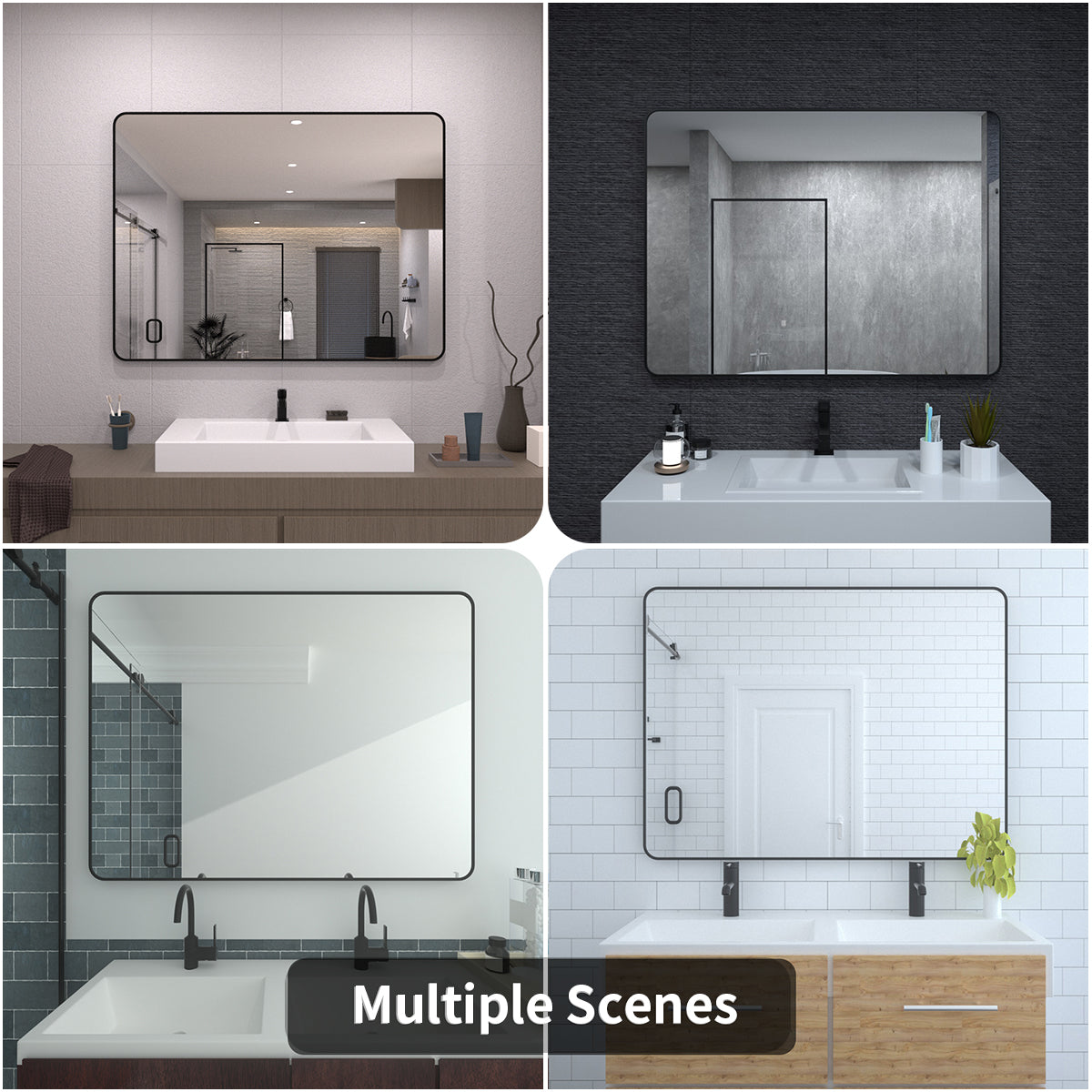 TaiMei 48 in. W x 36 in. H Vertical / Horizontal Rectangular Aluminum Framed Wall Mirror SM4836-BL-13