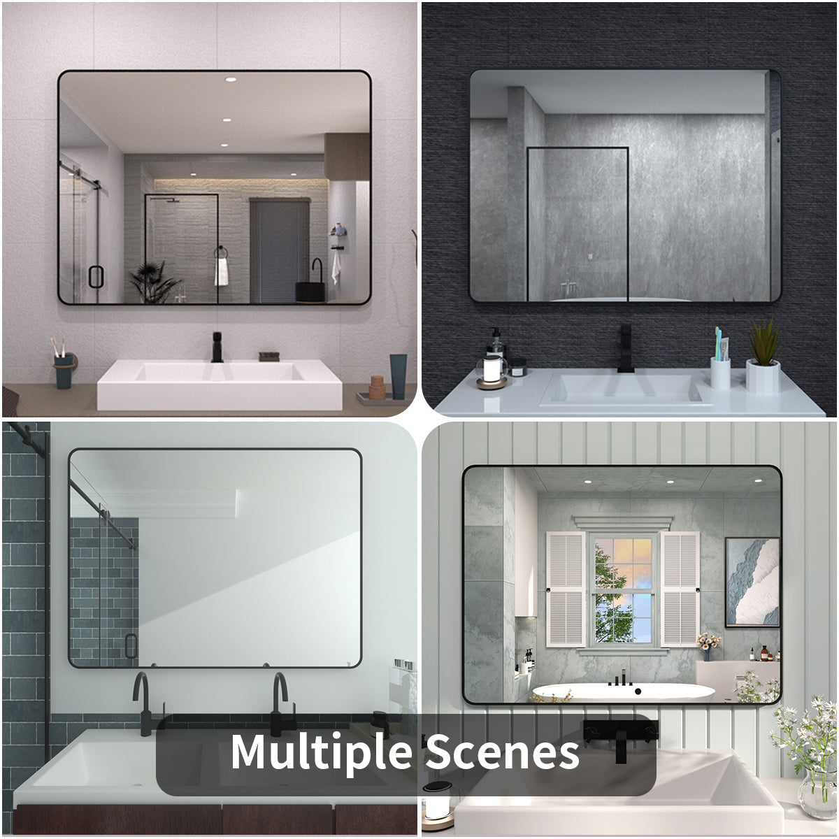FMNP TaiMei 48 in. W x 36 in. H Rectangular Framed Wall Bathroom Vanity Mirror SM4836-BL-13_fc65cae5-838e-4758-9376-d82b197345eb