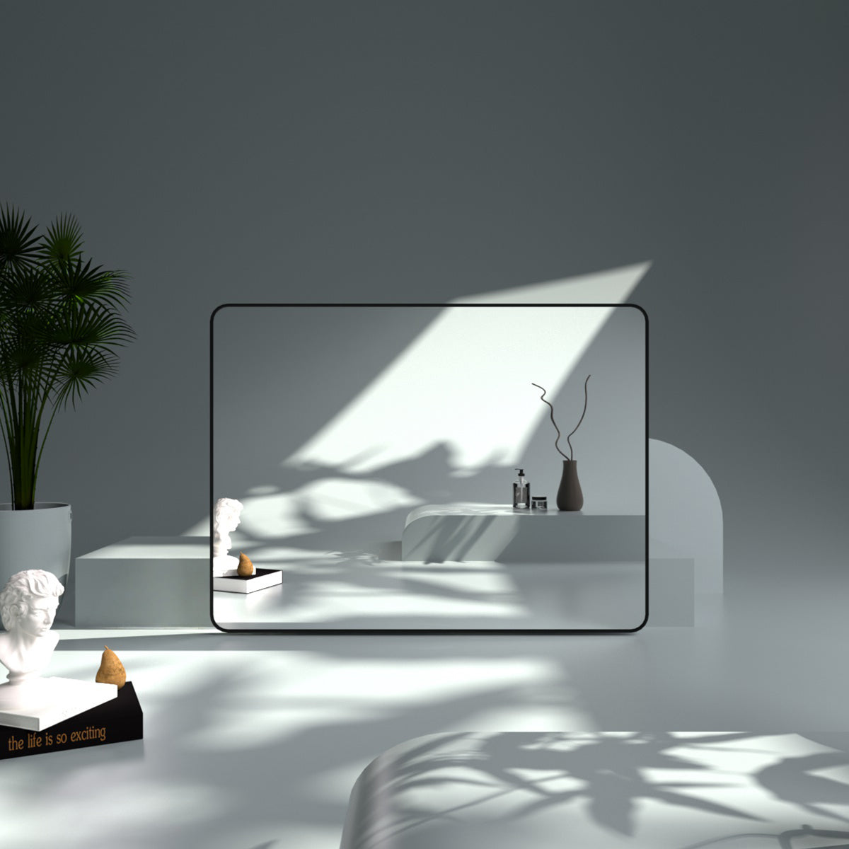 FMNP TaiMei 48 in. W x 36 in. H Rectangular Framed Wall Bathroom Vanity Mirror SM4836-BL-14_cdee8fd4-a6b0-4bb3-8690-a93ed1d4d2b7