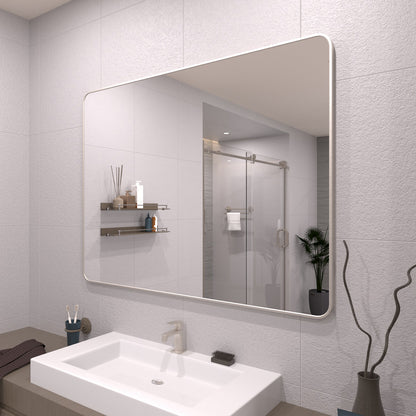 TaiMei 48 in. W x 36 in. H Vertical / Horizontal Rectangular Aluminum Framed Wall Mirror SM4836-BN-02