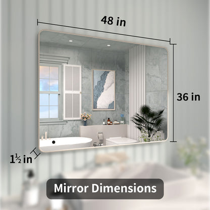 FMNP TaiMei 48 in. W x 36 in. H Rectangular Framed Wall Bathroom Vanity Mirror SM4836-BN-04_112d21e3-f589-45a1-855c-4c4497545daf