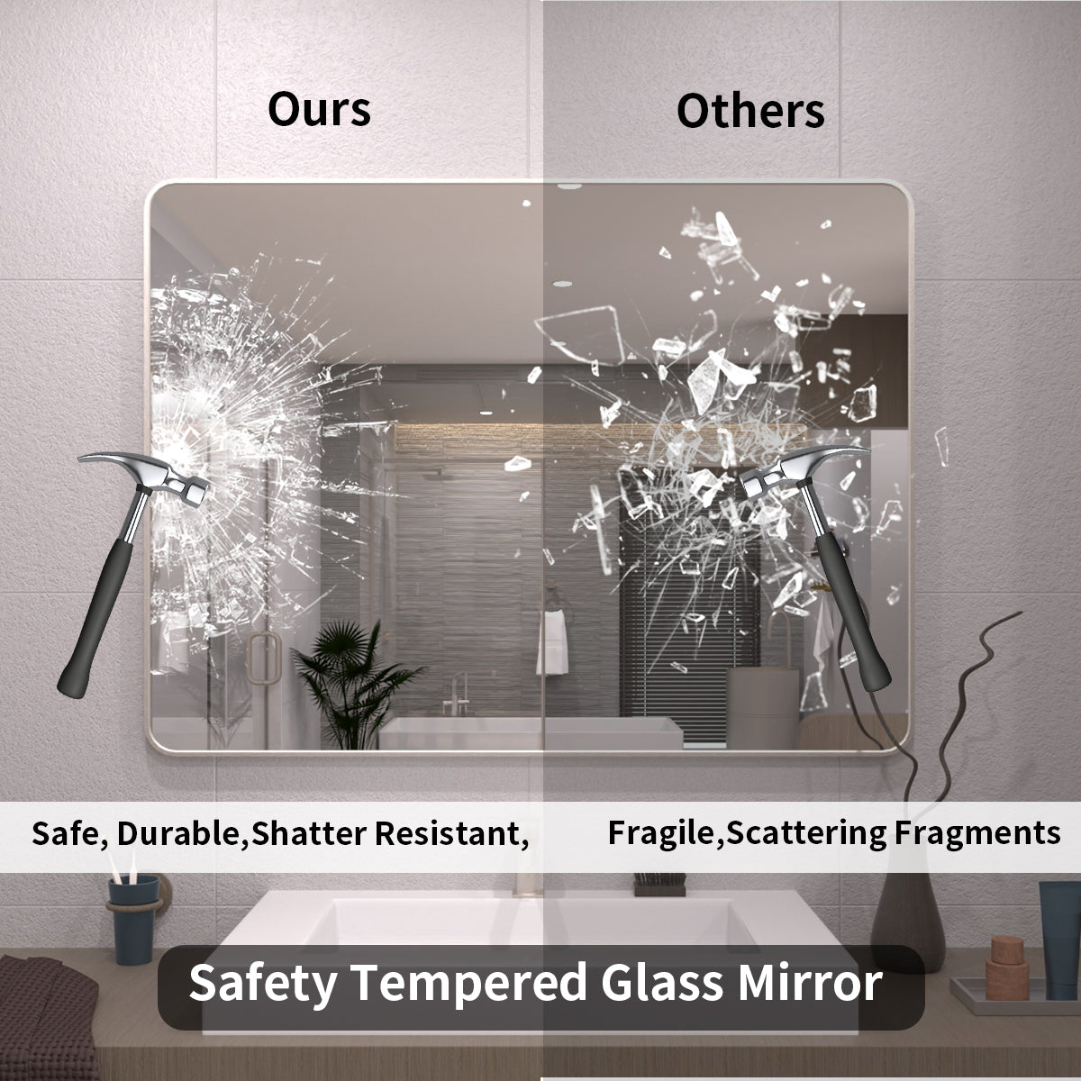 TaiMei 48 in. W x 36 in. H Vertical / Horizontal Rectangular Aluminum Framed Wall Mirror SM4836-BN-07
