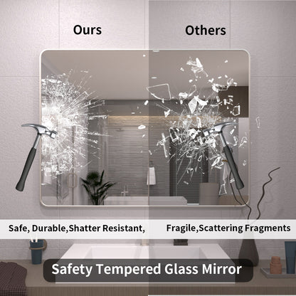 TaiMei 48 in. W x 36 in. H Vertical / Horizontal Rectangular Aluminum Framed Wall Mirror SM4836-BN-07