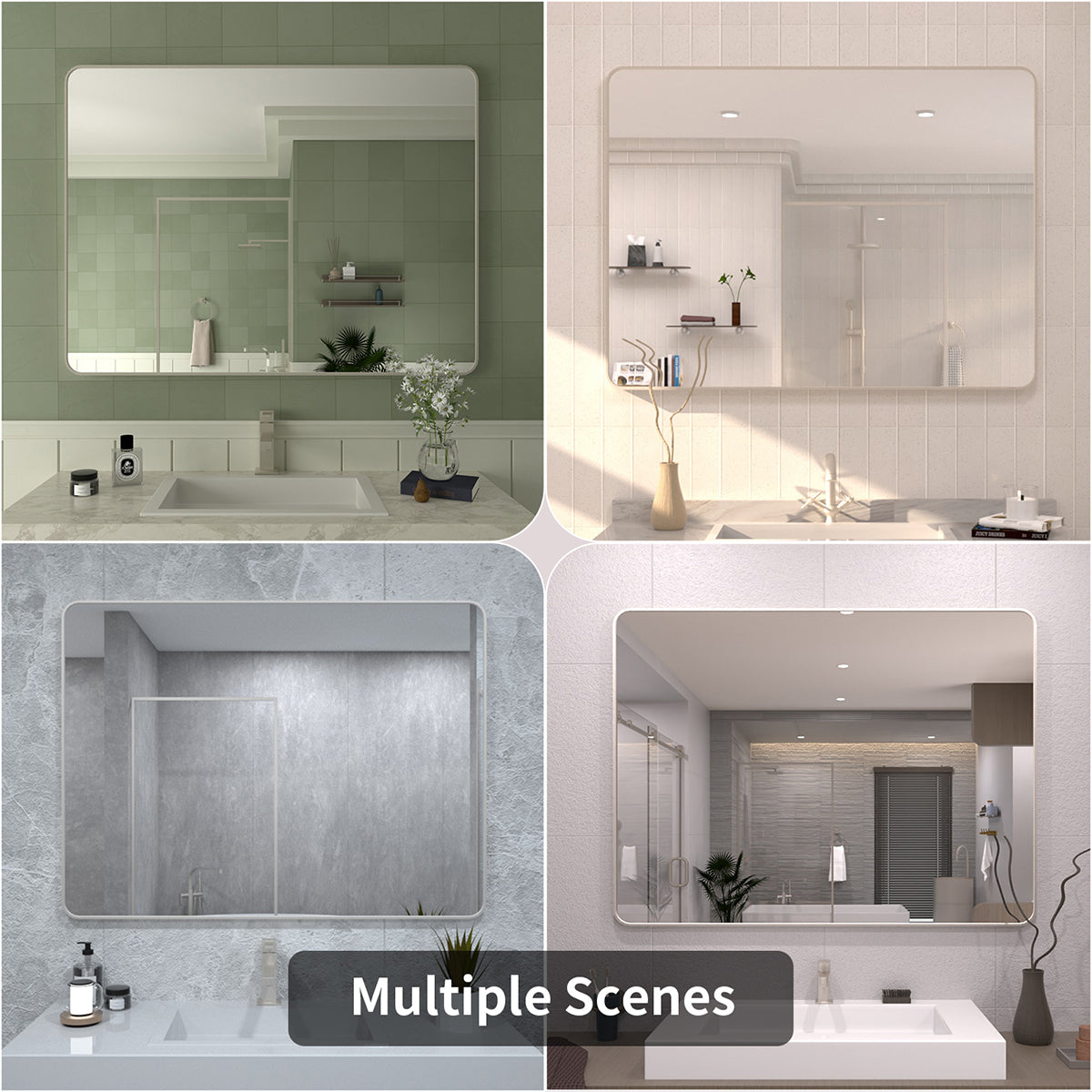 TaiMei 48 in. W x 36 in. H Vertical / Horizontal Rectangular Aluminum Framed Wall Mirror SM4836-BN-12