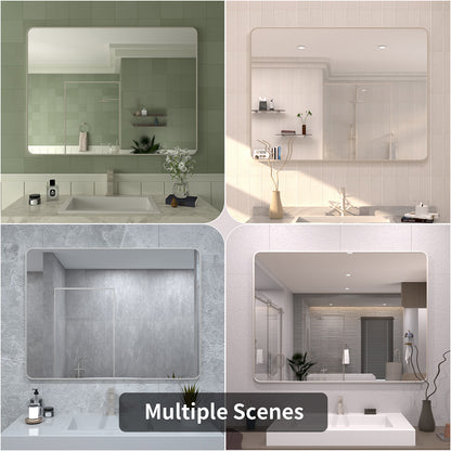 TaiMei 48 in. W x 36 in. H Vertical / Horizontal Rectangular Aluminum Framed Wall Mirror SM4836-BN-12
