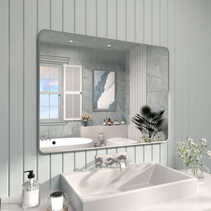 FMNP TaiMei 48 in. W x 36 in. H Rectangular Framed Wall Bathroom Vanity Mirror SM4836-GY-02