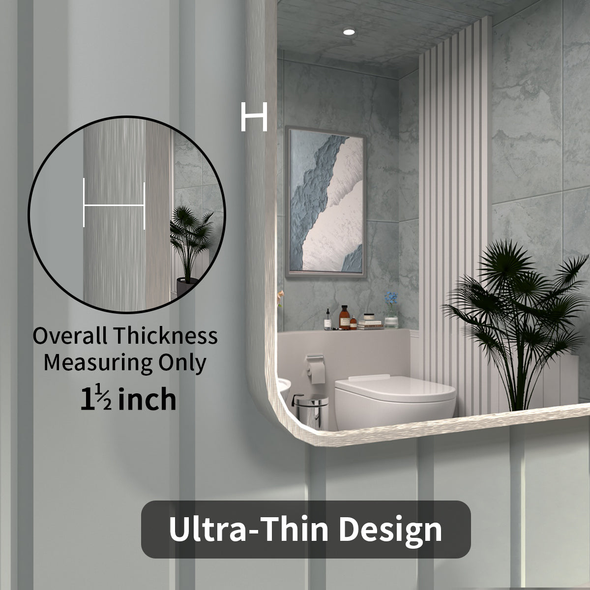 FMNP TaiMei 48 in. W x 36 in. H Rectangular Framed Wall Bathroom Vanity Mirror SM4836-GY-05