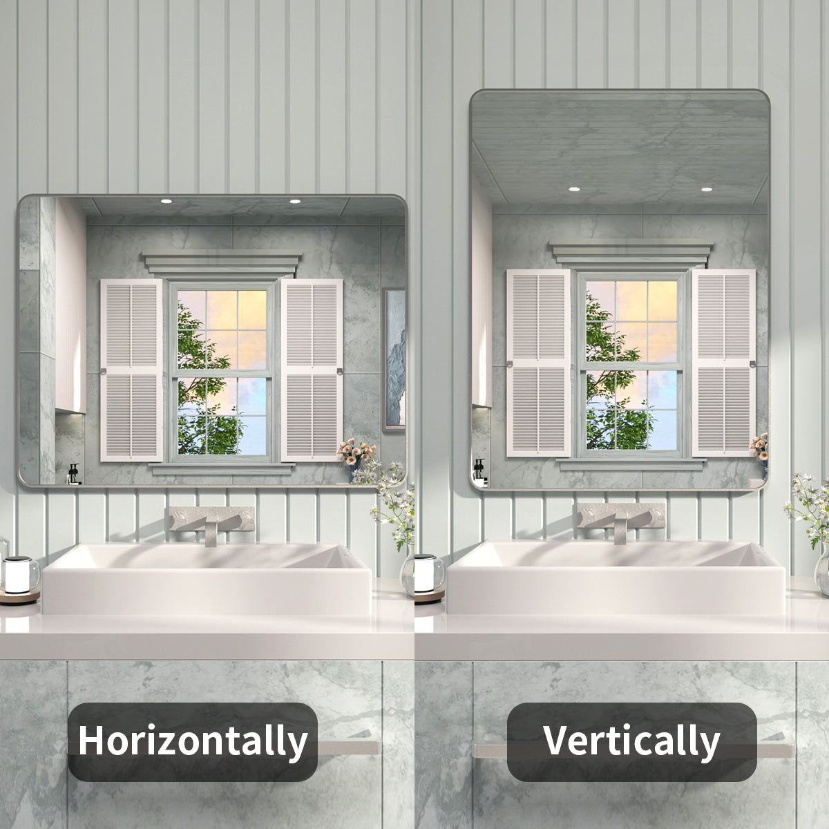 FMNP TaiMei 48 in. W x 36 in. H Rectangular Framed Wall Bathroom Vanity Mirror SM4836-GY-08