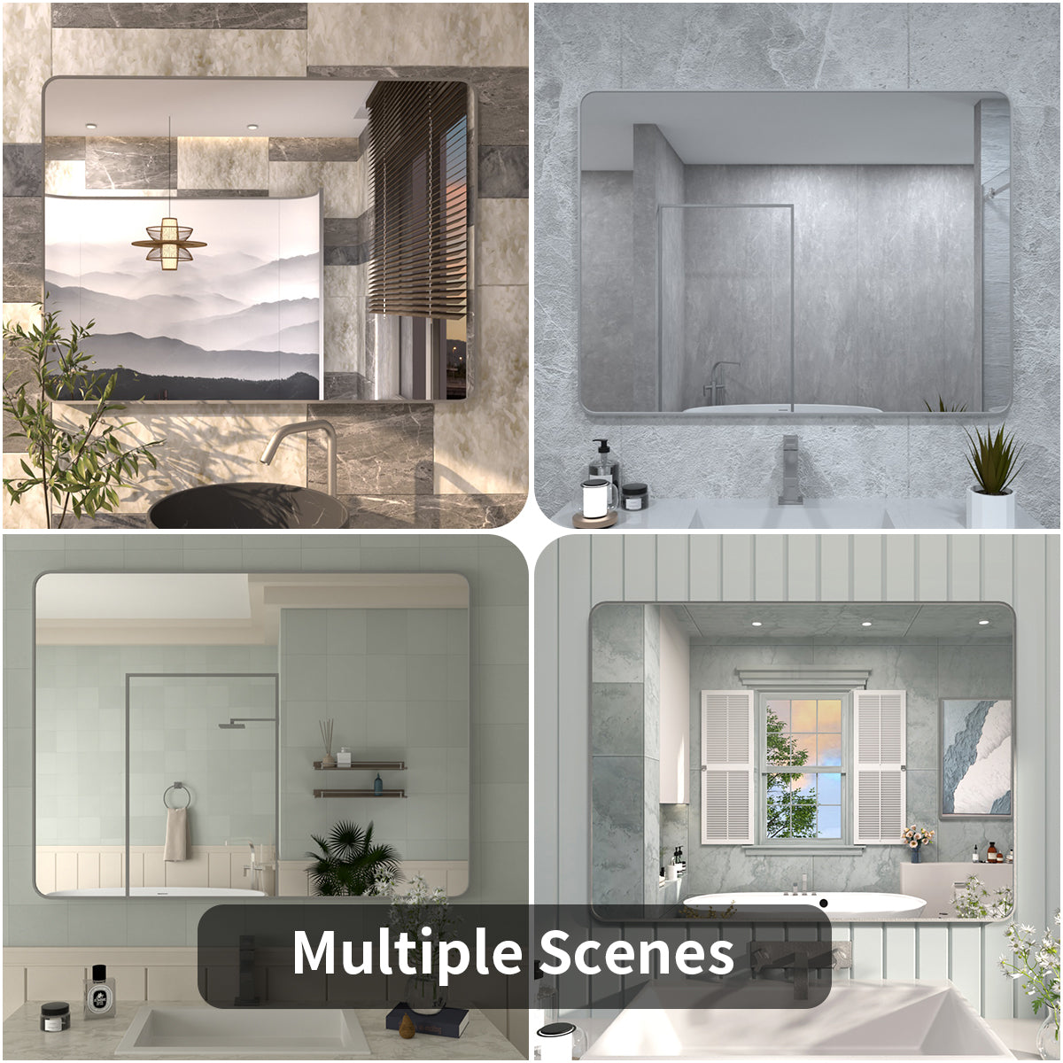 FMNP TaiMei 48 in. W x 36 in. H Rectangular Framed Wall Bathroom Vanity Mirror SM4836-GY-12