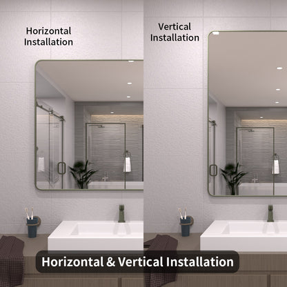 TaiMei 48 in. W x 36 in. H Vertical / Horizontal Rectangular Aluminum Framed Wall Mirror SM4836-MG-09