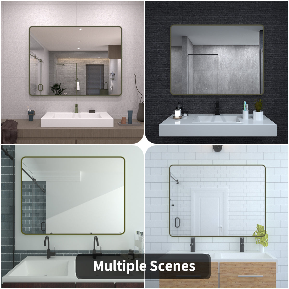TaiMei 48 in. W x 36 in. H Vertical / Horizontal Rectangular Aluminum Framed Wall Mirror SM4836-MG-13