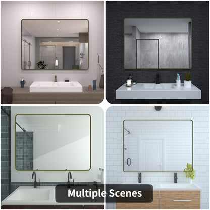TaiMei 48 in. W x 36 in. H Vertical / Horizontal Rectangular Aluminum Framed Wall Mirror SM4836-MG-13