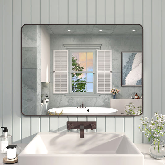 FMNP TaiMei 48 in. W x 36 in. H Rectangular Framed Wall Bathroom Vanity Mirror