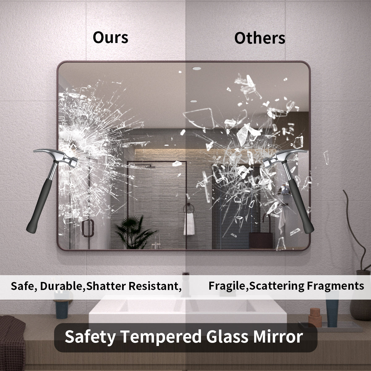 TaiMei 48 in. W x 36 in. H Vertical / Horizontal Rectangular Aluminum Framed Wall Mirror SM4836-ORB-08