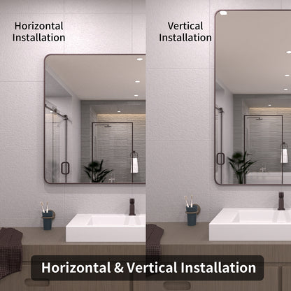 TaiMei 48 in. W x 36 in. H Vertical / Horizontal Rectangular Aluminum Framed Wall Mirror SM4836-ORB-09