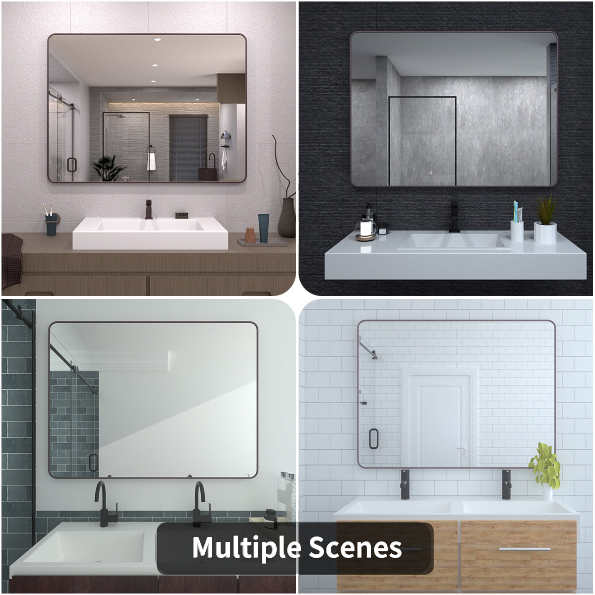 TaiMei 48 in. W x 36 in. H Vertical / Horizontal Rectangular Aluminum Framed Wall Mirror SM4836-ORB-13