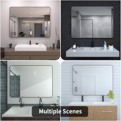 TaiMei 48 in. W x 36 in. H Vertical / Horizontal Rectangular Aluminum Framed Wall Mirror SM4836-ORB-13