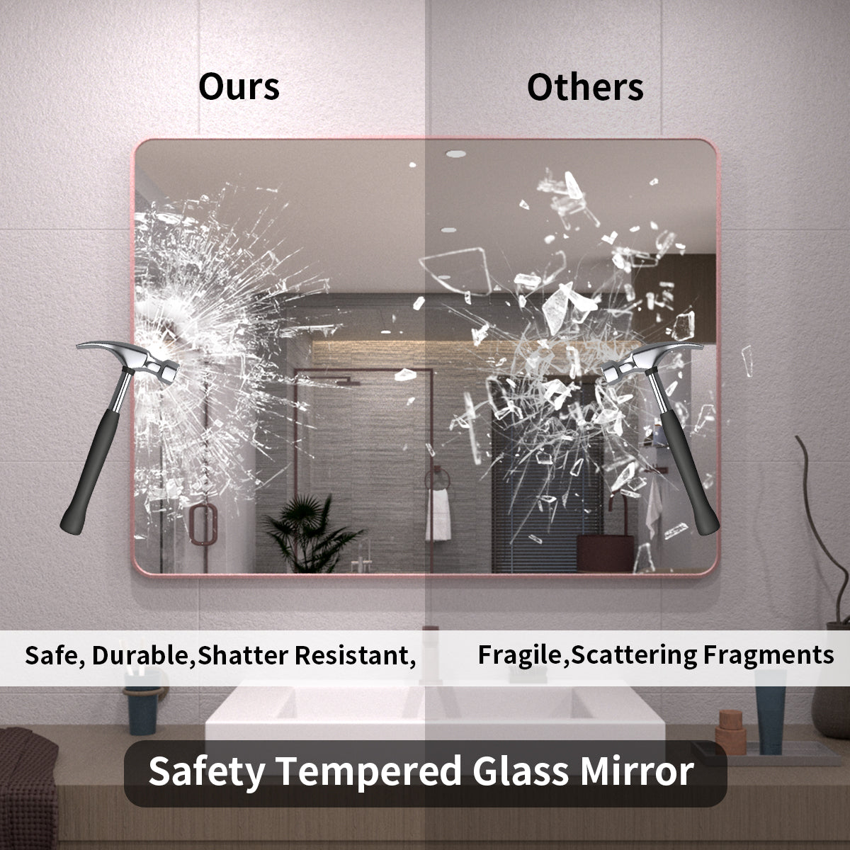 TaiMei 48 in. W x 36 in. H Vertical / Horizontal Rectangular Aluminum Framed Wall Mirror SM4836-RG-08