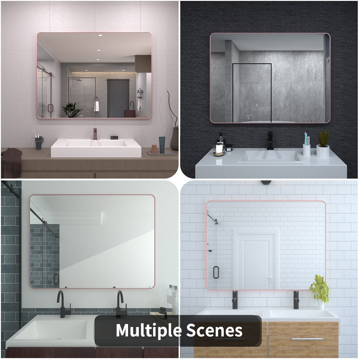 TaiMei 48 in. W x 36 in. H Vertical / Horizontal Rectangular Aluminum Framed Wall Mirror SM4836-RG-13