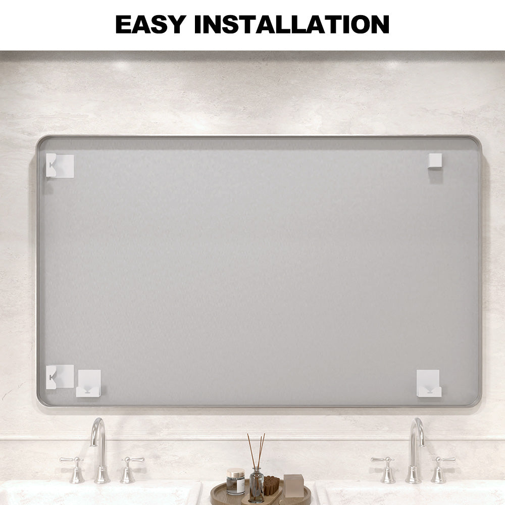 Vista 60 in. W x 36 in. H Rectangular Framed Wall Bathroom Vanity Mirror in Brushed Nickel SR-BN60S-12