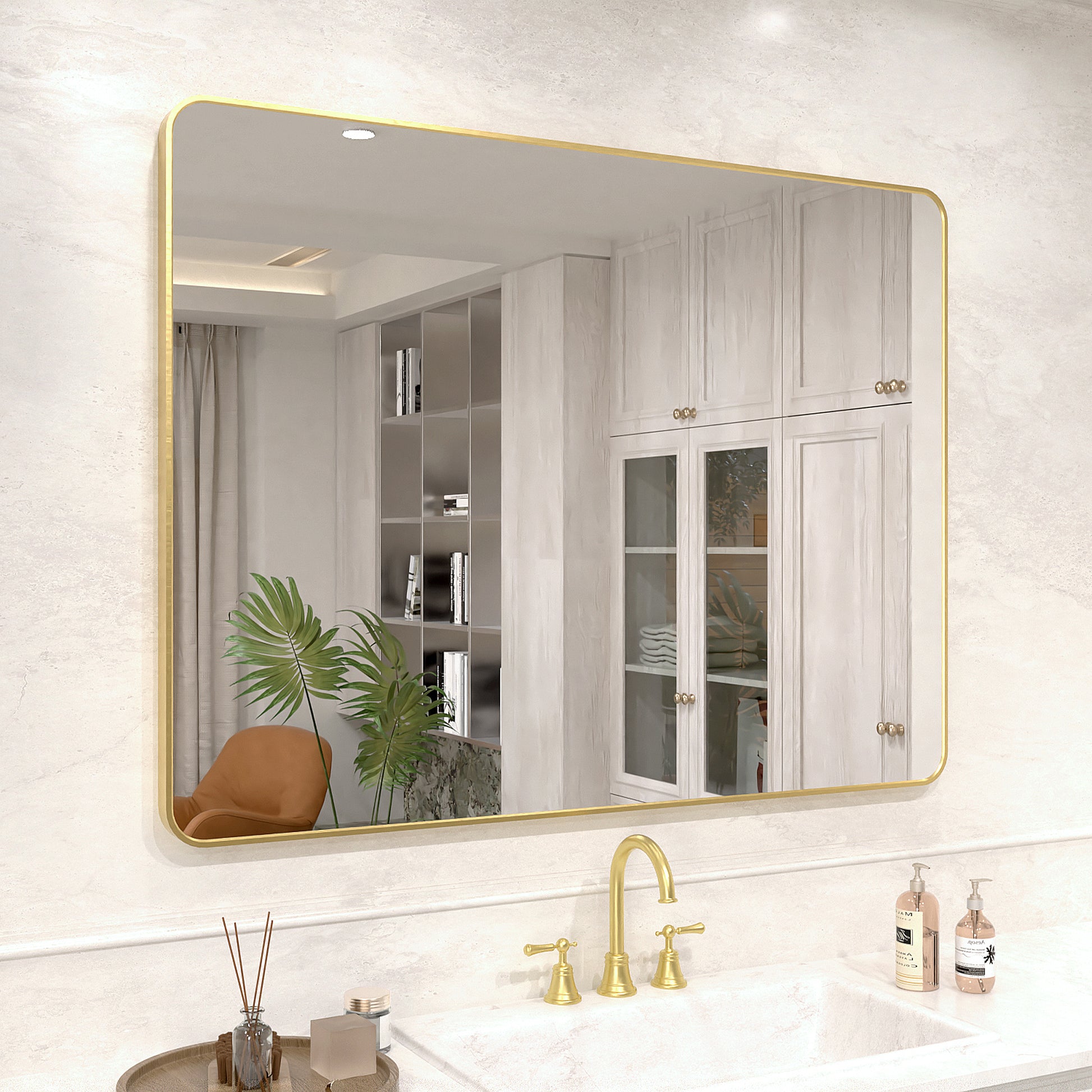 Vista 48 in. W x 36 in. H Rectangular Framed Wall Bathroom Vanity Mirror in Oil Rubbed Bronze SR-GD48S-2