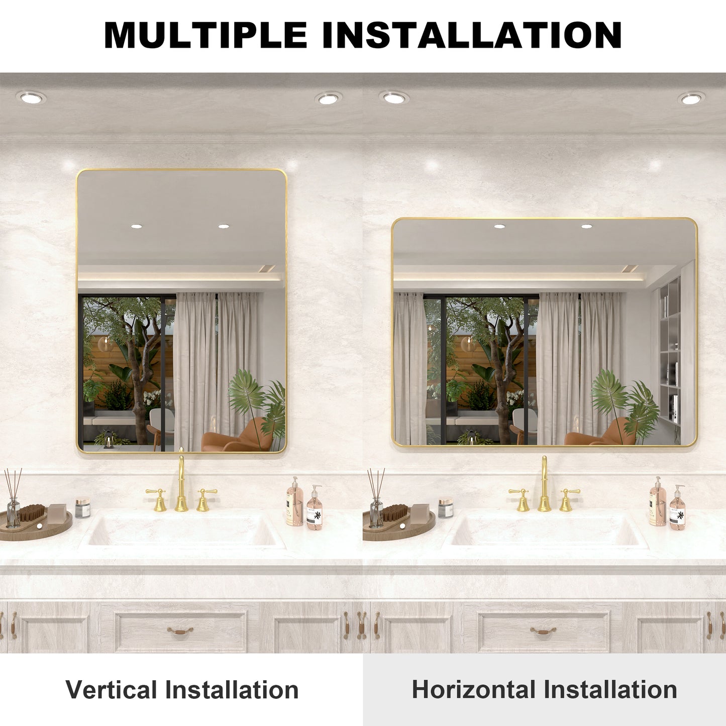 Vista 48 in. W x 36 in. H Rectangular Framed Wall Bathroom Vanity Mirror in Oil Rubbed Bronze SR-GD48S-7