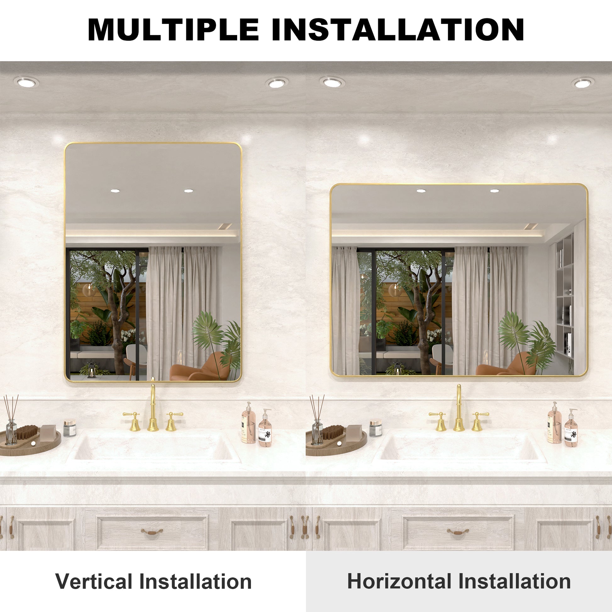 Vista 48 in. W x 36 in. H Rectangular Framed Wall Bathroom Vanity Mirror in Oil Rubbed Bronze SR-GD48S-7