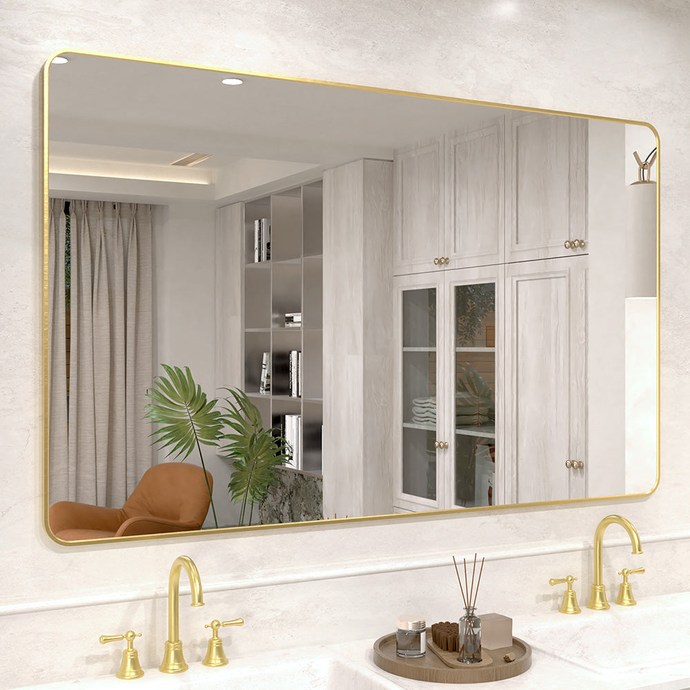 Vista 60 in. W x 36 in. H Rectangular Framed Wall Bathroom Vanity Mirror in Brushed Nickel SR-GD60S-1