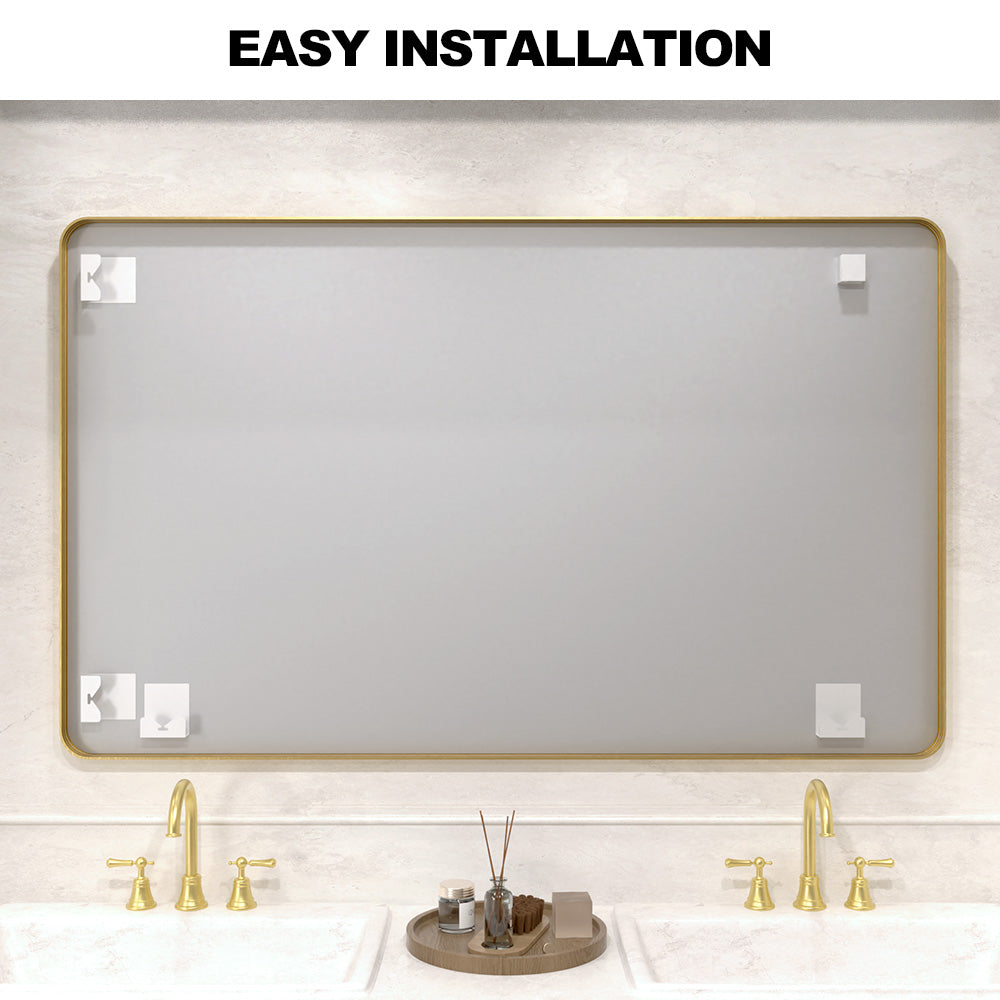 Vista 60 in. W x 36 in. H Rectangular Framed Wall Bathroom Vanity Mirror in Brushed Nickel SR-GD60S-12