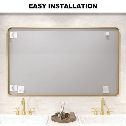 Vista 60 in. W x 36 in. H Rectangular Framed Wall Bathroom Vanity Mirror in Brushed Nickel SR-GD60S-12