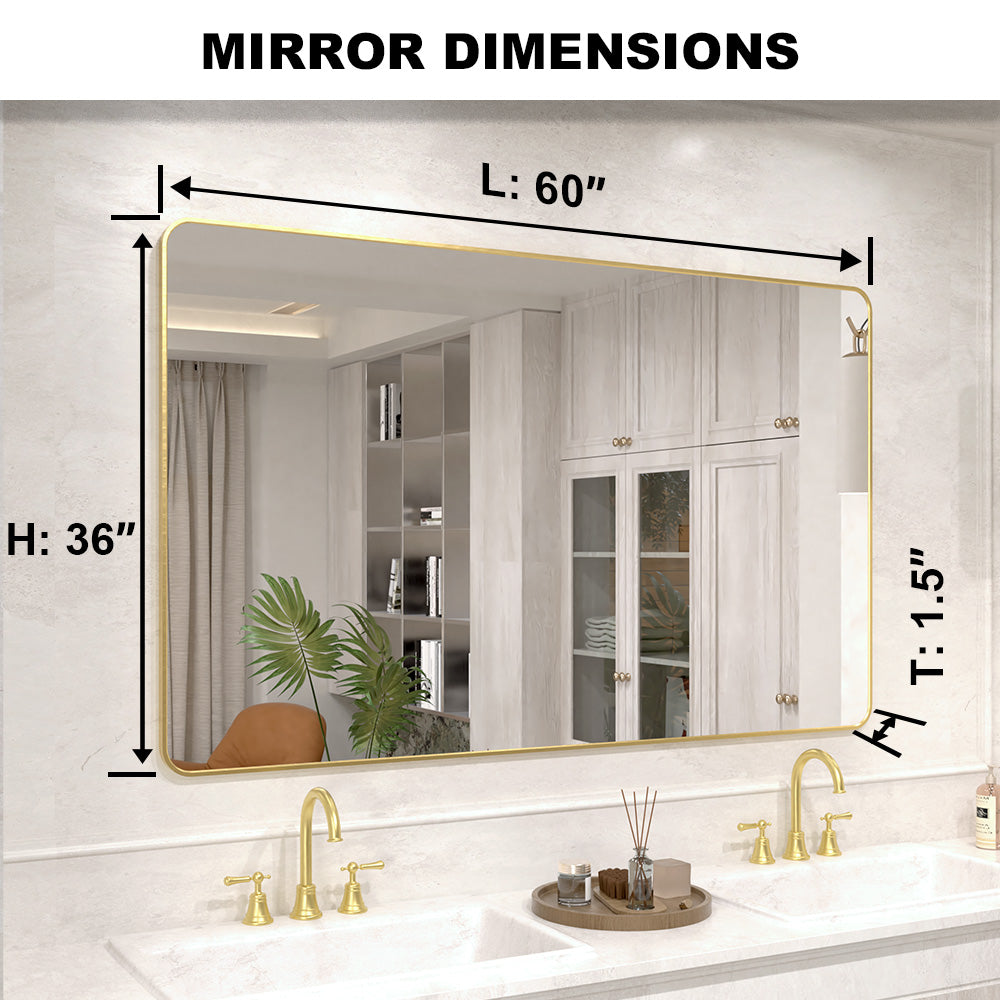 Vista 60 in. W x 36 in. H Rectangular Framed Wall Bathroom Vanity Mirror in Brushed Nickel SR-GD60S-4