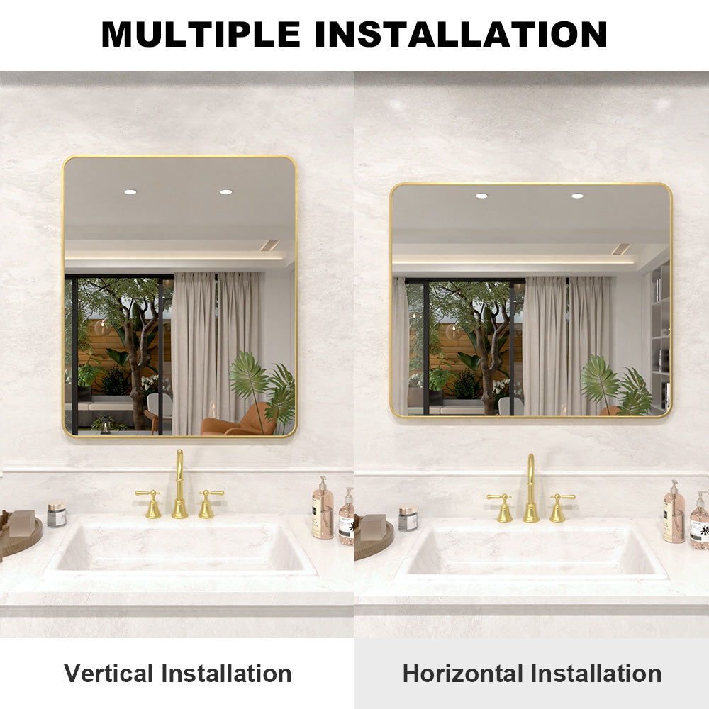 Vista 60 in. W x 36 in. H Rectangular Framed Wall Bathroom Vanity Mirror in Brushed Nickel SR-GD60S-7