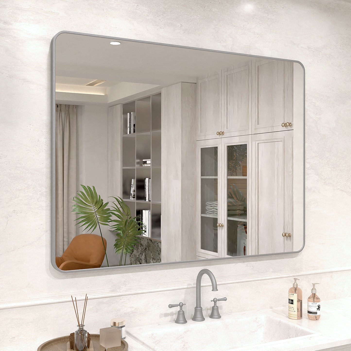 Vista 48 in. W x 36 in. H Rectangular Framed Wall Bathroom Vanity Mirror in Oil Rubbed Bronze SR-GY48S-2