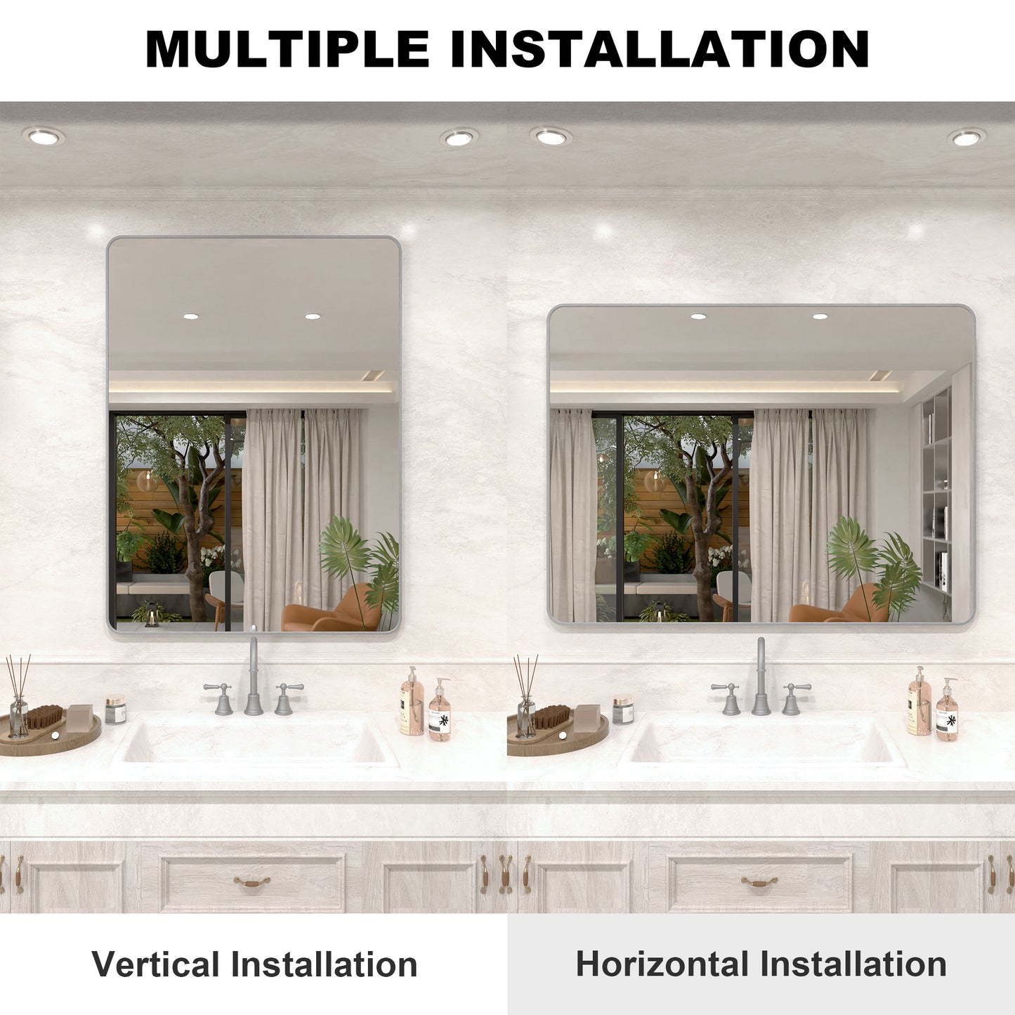 Vista 48 in. W x 36 in. H Rectangular Framed Wall Bathroom Vanity Mirror in Oil Rubbed Bronze SR-GY48S-7