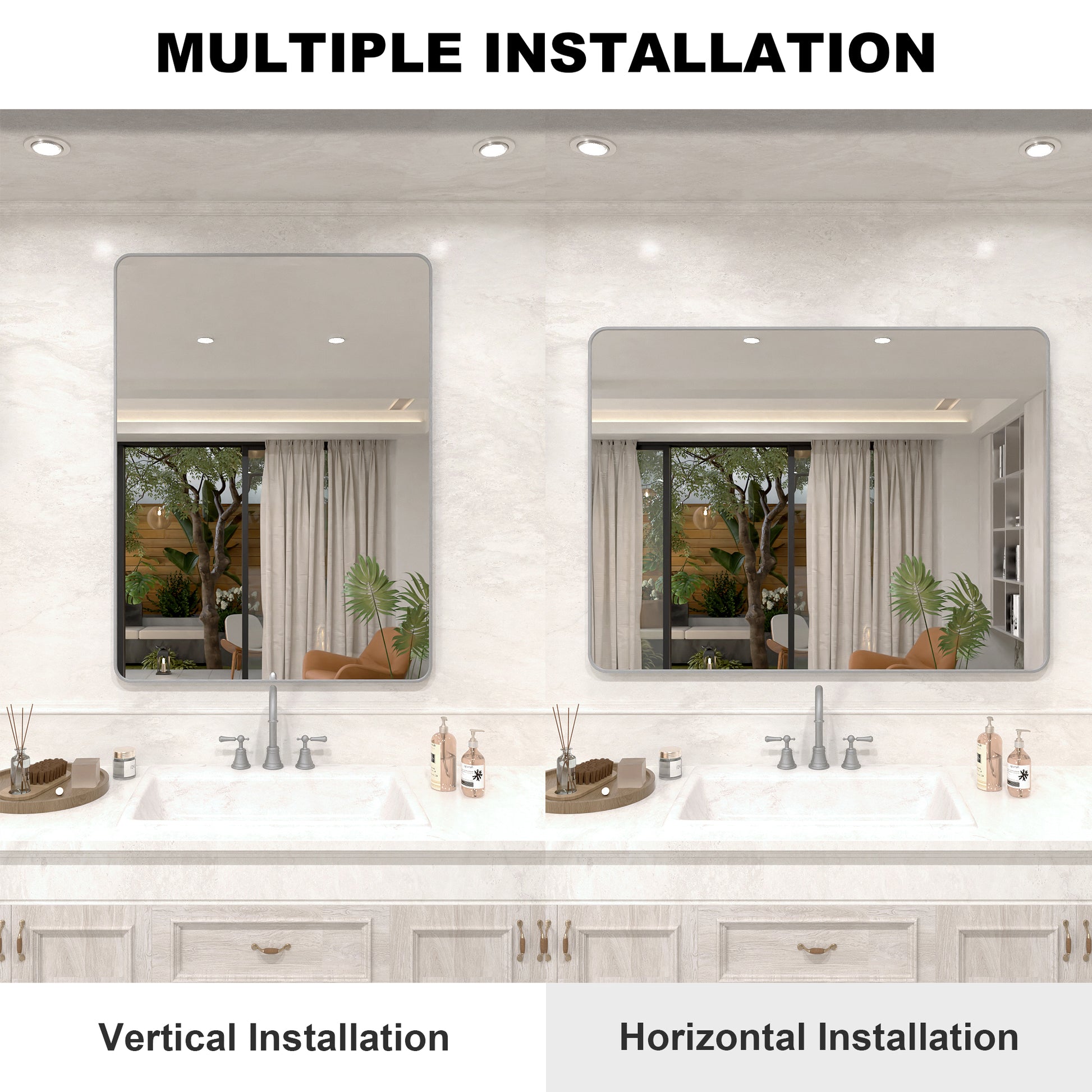 Vista 48 in. W x 36 in. H Rectangular Framed Wall Bathroom Vanity Mirror in Oil Rubbed Bronze SR-GY48S-7