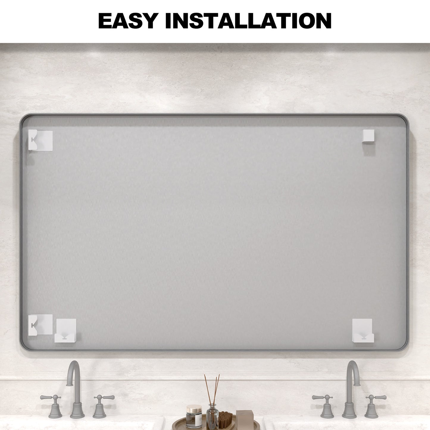 Vista 60 in. W x 36 in. H Rectangular Framed Wall Bathroom Vanity Mirror in Brushed Nickel SR-GY60S-12