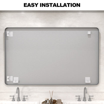 Vista 60 in. W x 36 in. H Rectangular Framed Wall Bathroom Vanity Mirror in Brushed Nickel SR-GY60S-12