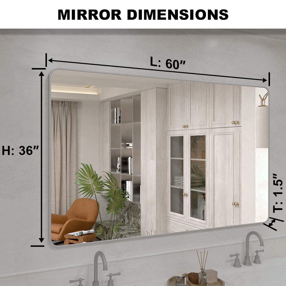 Vista 60 in. W x 36 in. H Rectangular Framed Wall Bathroom Vanity Mirror in Brushed Nickel SR-GY60S-4