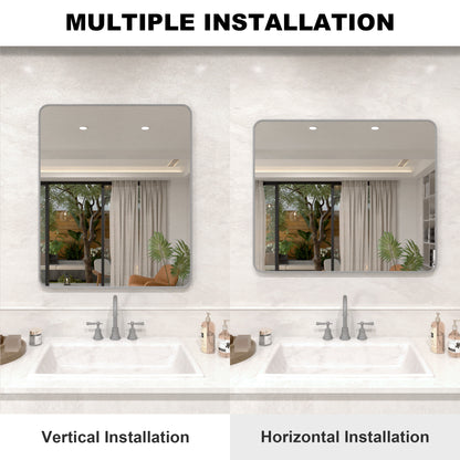 Vista 60 in. W x 36 in. H Rectangular Framed Wall Bathroom Vanity Mirror in Brushed Nickel SR-GY60S-7