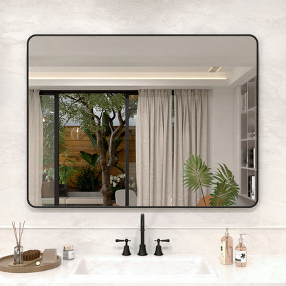 Vista 48 in. W x 36 in. H Rectangular Framed Wall Bathroom Vanity Mirror in Oil Rubbed Bronze Black SR-MB48S-1