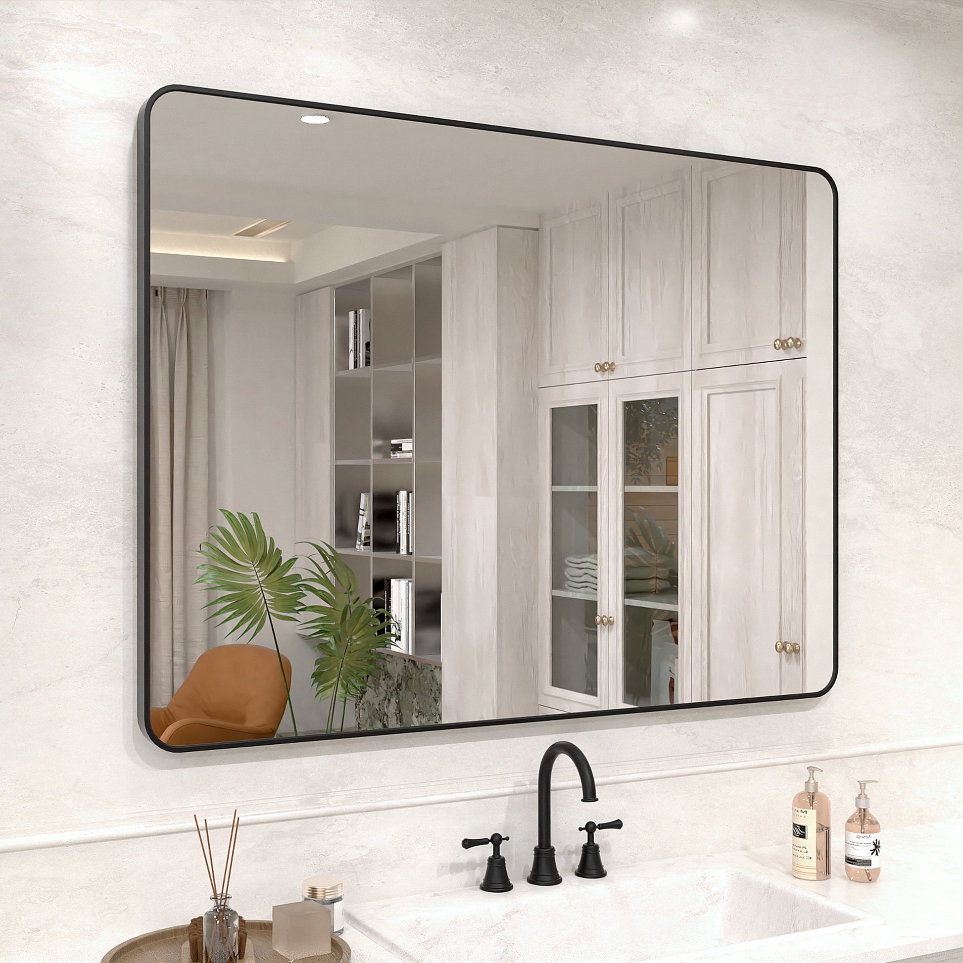 Vista 48 in. W x 36 in. H Rectangular Framed Wall Bathroom Vanity Mirror in Oil Rubbed Bronze SR-MB48S-2